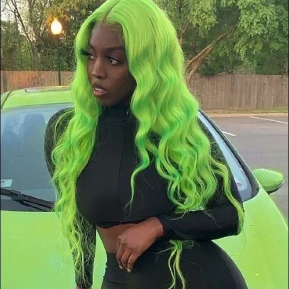 Hair | 22 Neon Green Body Wavy Lace Front New | Poshmark display picture 2